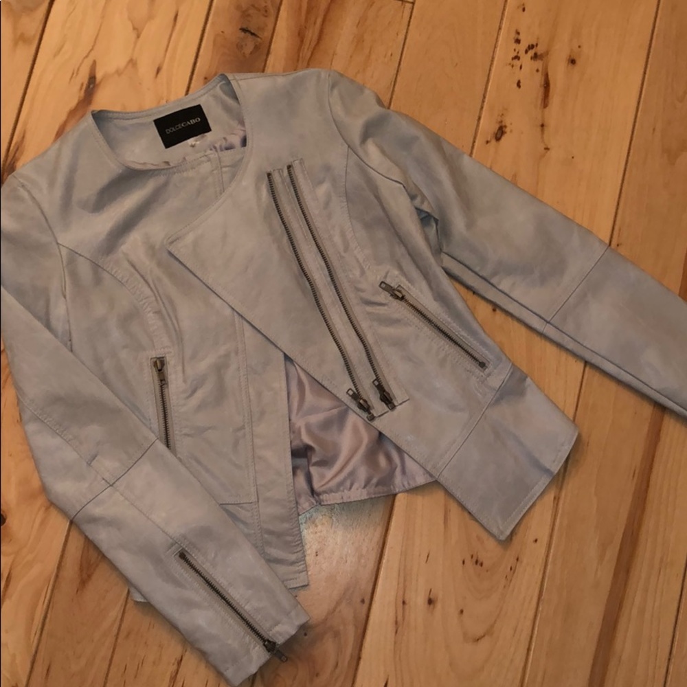 Leather Jacket with Zipper Detail